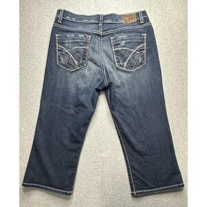 BKE Drew Jeans Womens 31 Blue Distressed Denim Mid Rise Straight Leg Cropped